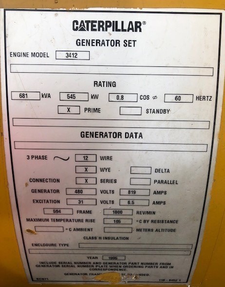  Caterpillar 600kw Diesel Generator