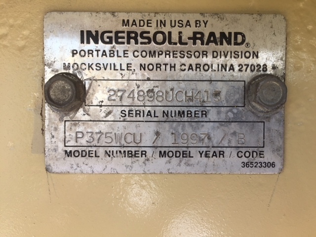  Ingersoll Rand P375WCU Diesel Air Compressor