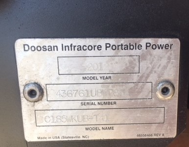  Doosan C185WKU Diesel Air Compressor