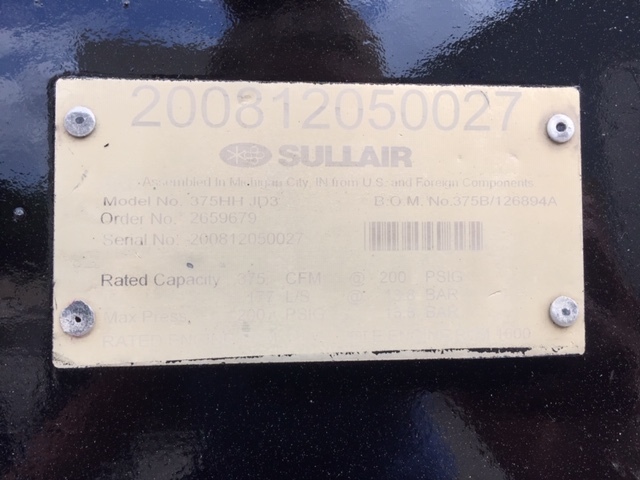 Used Sullair 375HH Diesel Air Compressor
