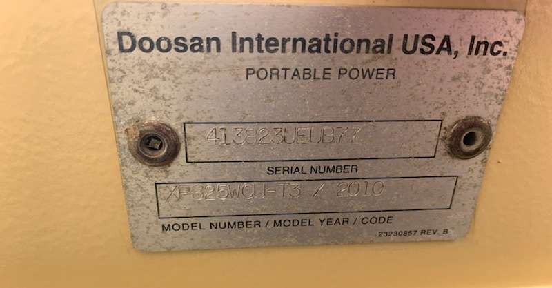 Used Doosan XP825WCU-T3 Diesel Air Compressor