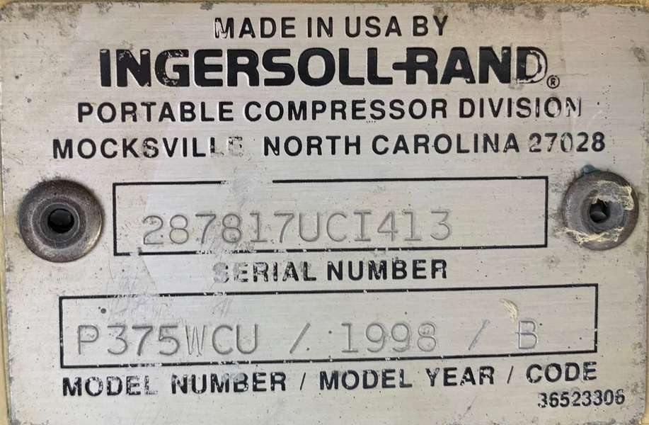 Used Ingersoll Rand 375 cfm Diesel Air Compressor