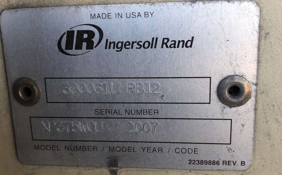 Used Ingersoll Rand XP375 Diesel Air Compressor