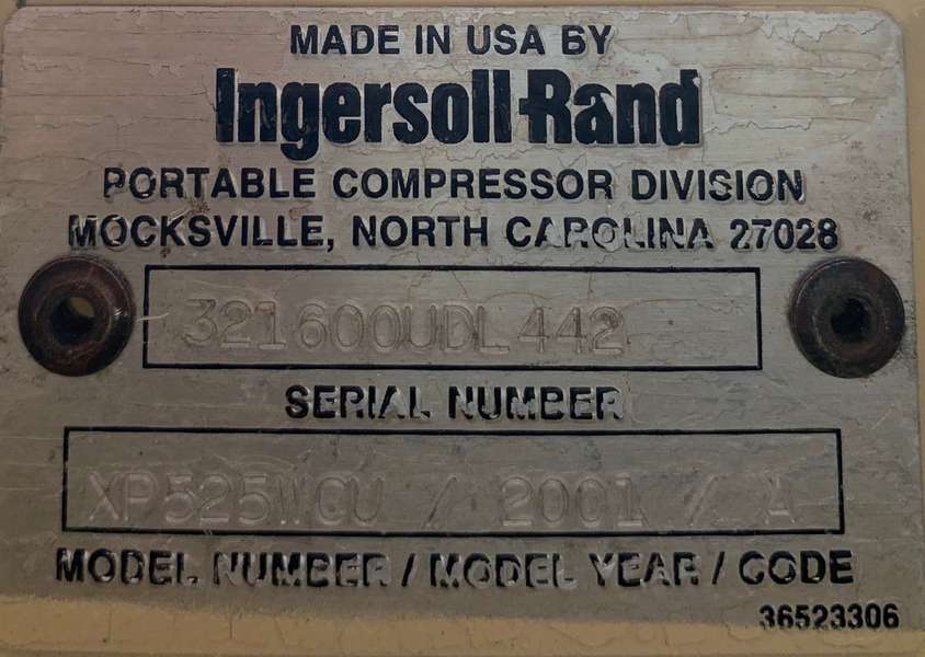 Used Ingersoll Rand XP525 Diesel Air Compressor