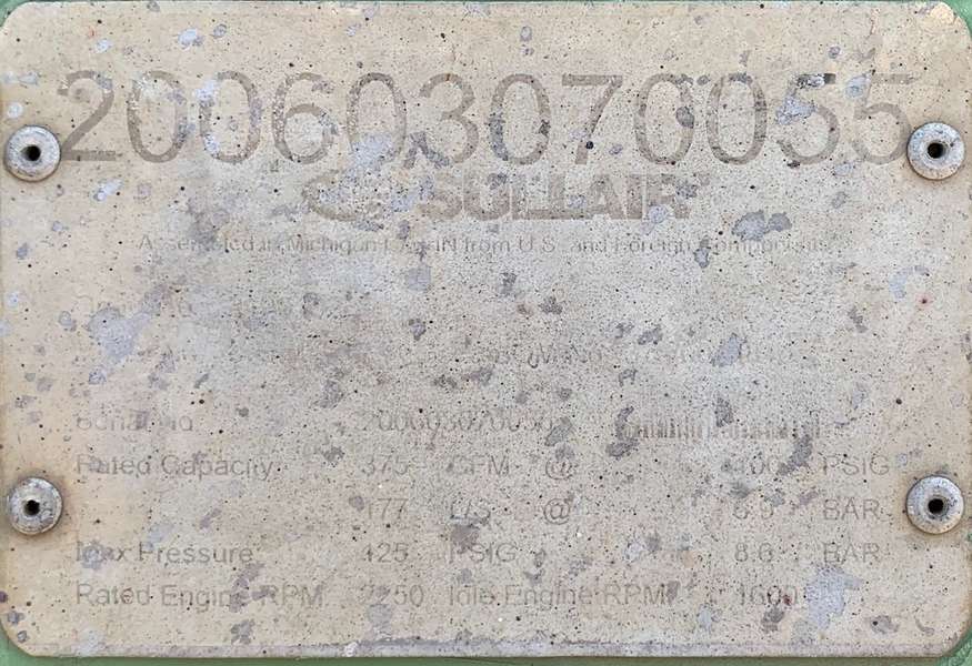 Used Sullair 375cfm Diesel Air Compressor