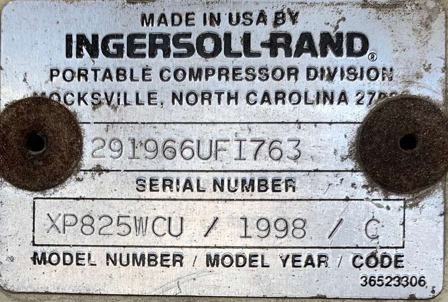 Used Ingersoll Rand XP825 Diesel Air Compressor