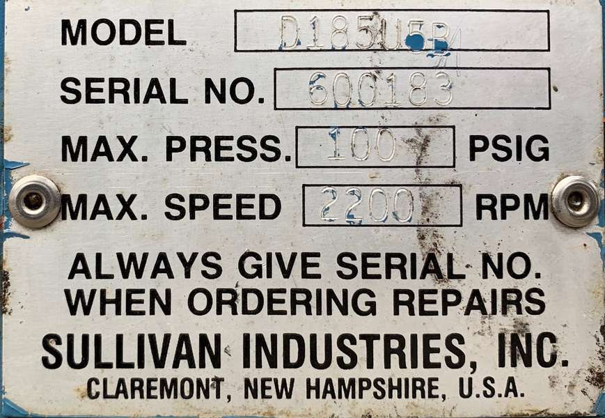 Used Sullivan D185 Diesel Air Compressor