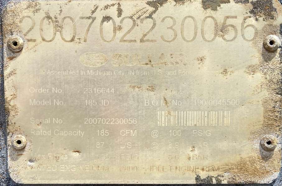 Used Sullair 185 JD Diesel Air Compressor