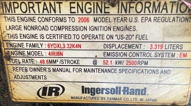 Used Ingersoll Rand P185WIR Diesel Air Compressor
