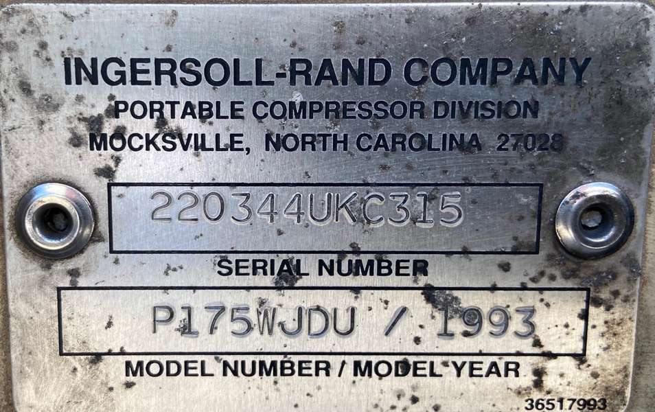 Used Ingersoll Rand P175WJDU Diesel Air Compressor