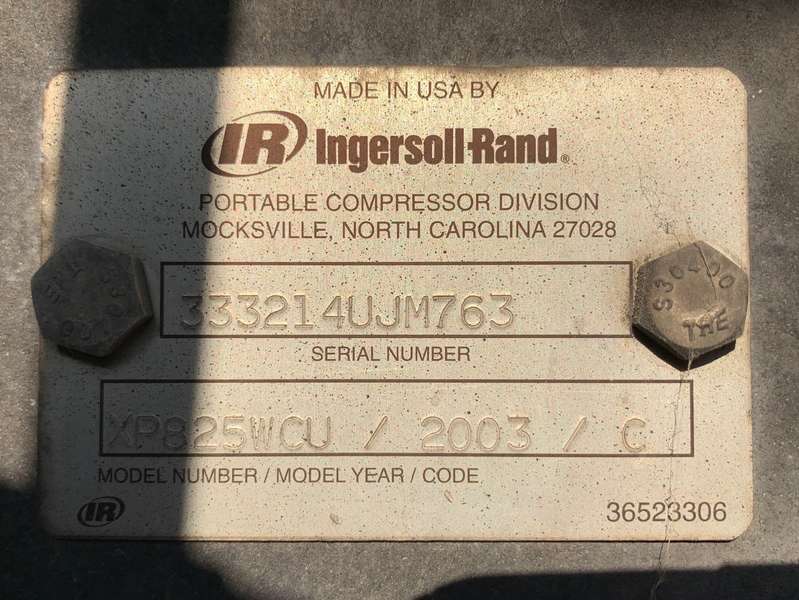 Used Ingersoll-Rand 825cfm Diesel Air Compressor