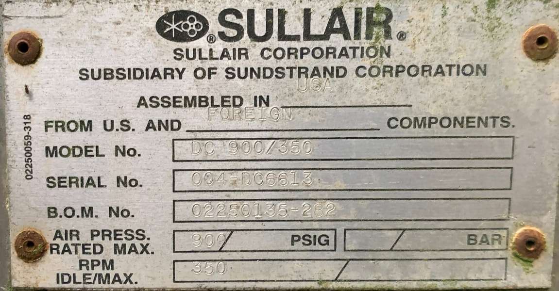 Used Sullair 900/350 Diesel Air Compressor