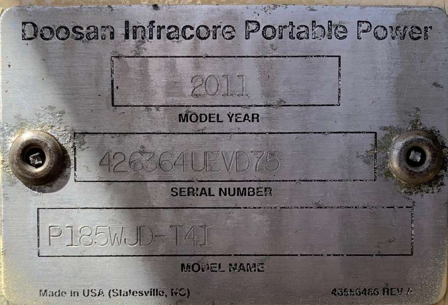 Used Doosan P185WJD-T4I Diesel Air Compressor