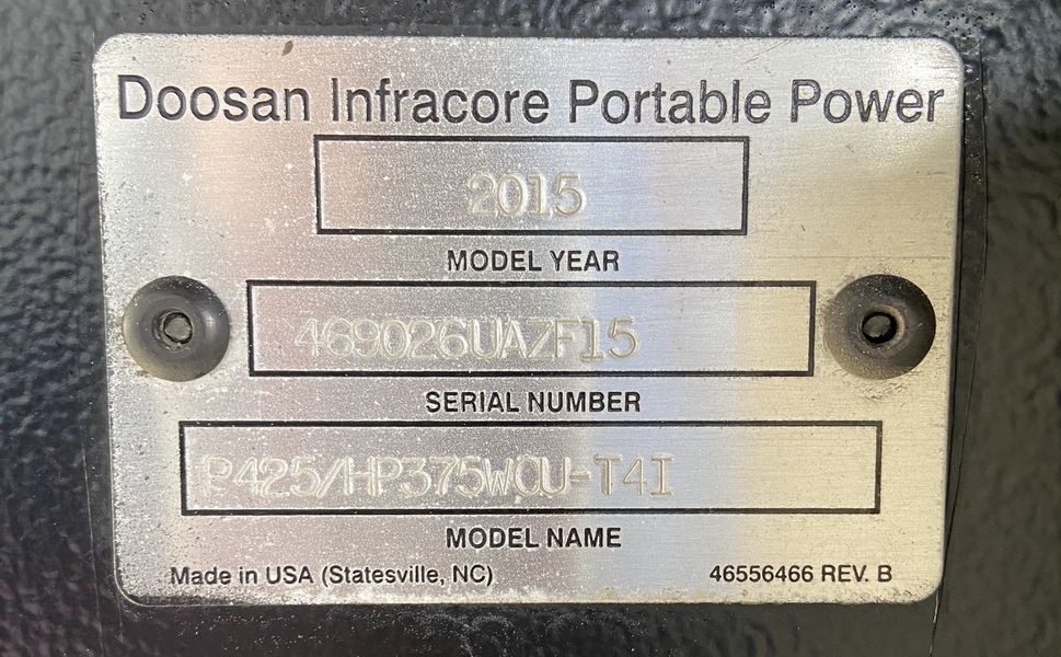 Used Doosan P425/HP375 Diesel Air Compressor