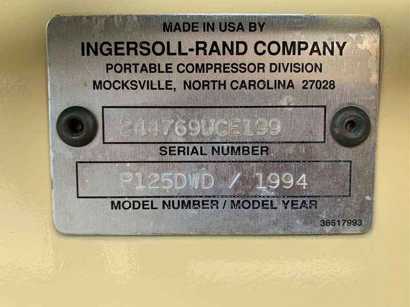 Used Ingersoll Rand P125DWD Diesel Air Compressor