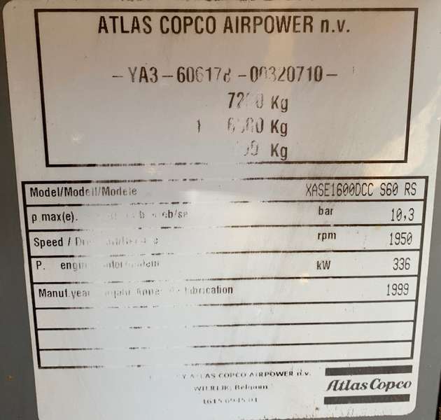 Used Atlas Copco XASE1600 Diesel Air Compressor