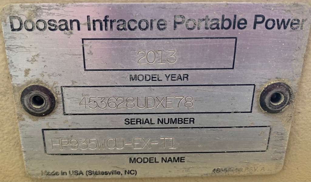 Used Doosan HP935WCU Diesel Air Compressor