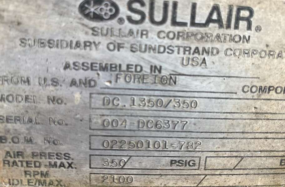 Used Sullair 1350/350 Air Compressor End