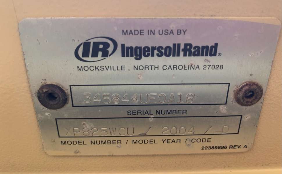 Used Ingersoll Rand XP825WCU Diesel Air Compressor