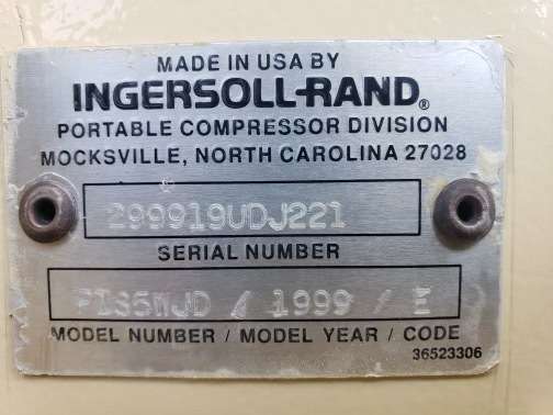 Low hours Ingersoll Rand P185WJD Diesel Air Compressor