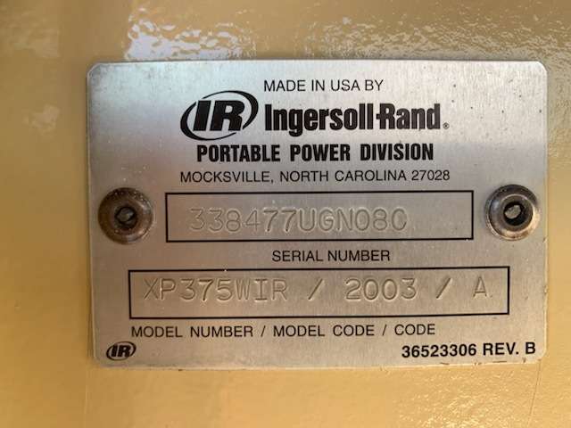 Used Ingersoll Rand XP375WIR Diesel Air Compressor