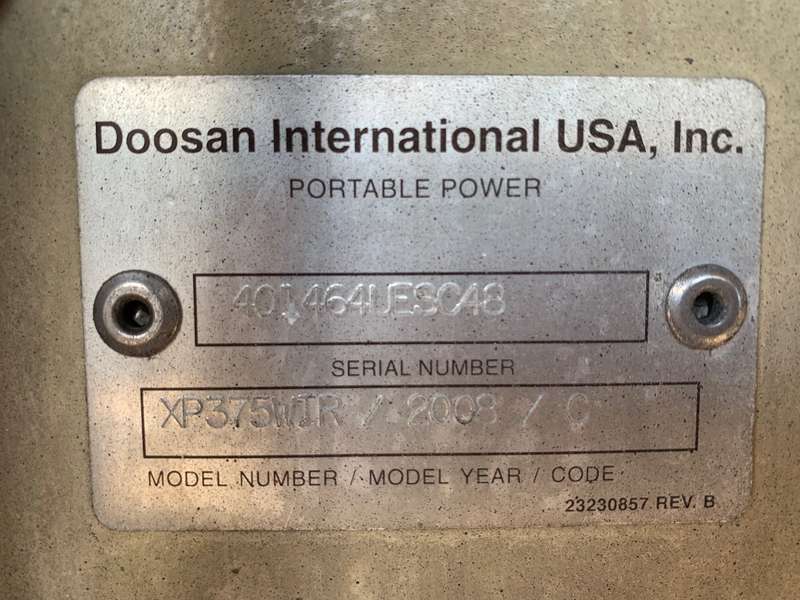 Used Doosan XP375WIR Diesel Air Compressor