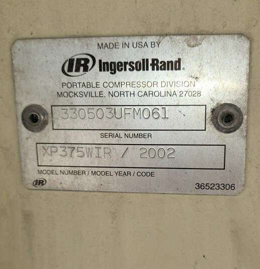 Used Ingersoll Rand XP375WIR Diesel Air Compressor
