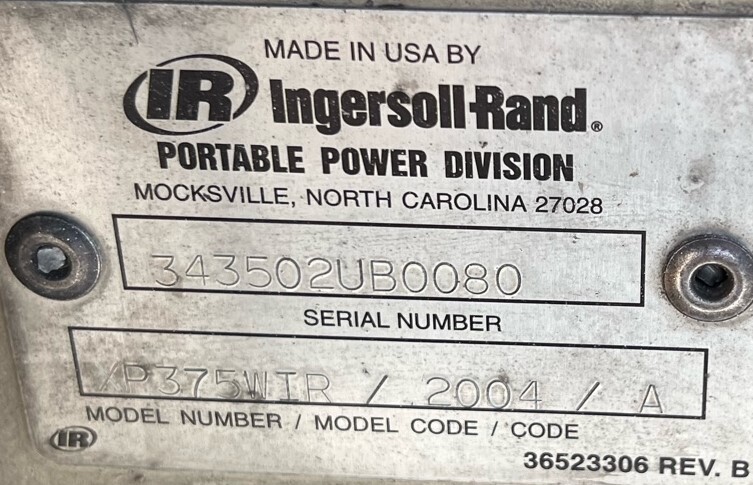 Used Ingersoll Rand XP375 Diesel Air Compressor