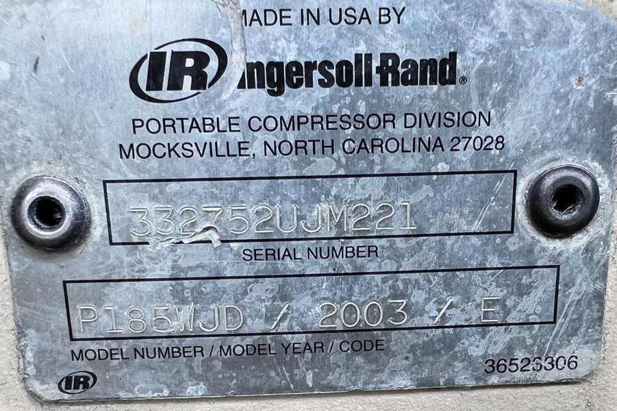 Used Ingersoll Rand P185 Diesel Air Compressor