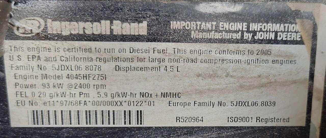 Used Ingersoll Rand XP375WIR Diesel Air Compressor