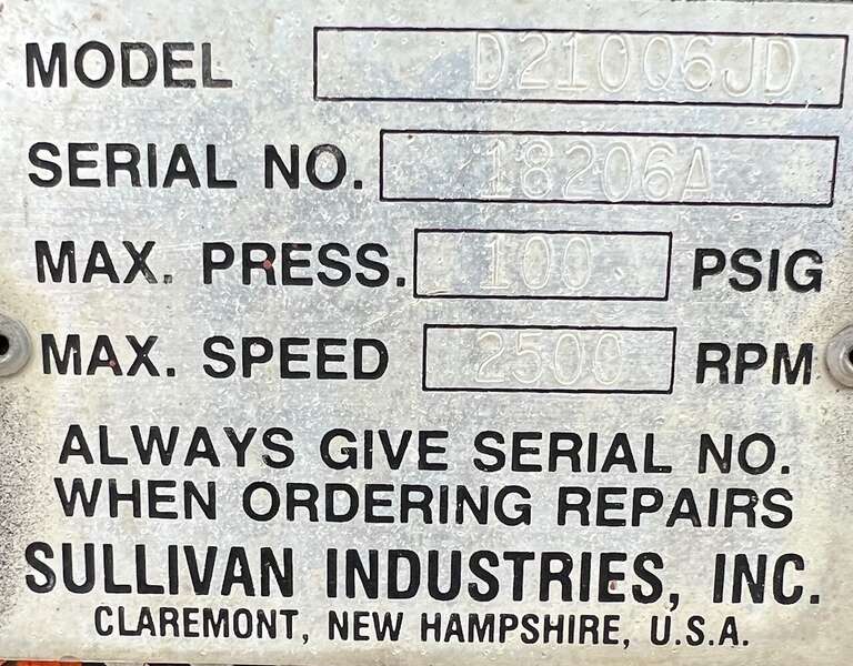 Used Sullivan D210Q Diesel Air Compressor