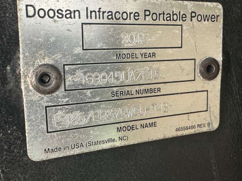 Used Doosan P425 HP375WCU-T4I Diesel Air Compressor