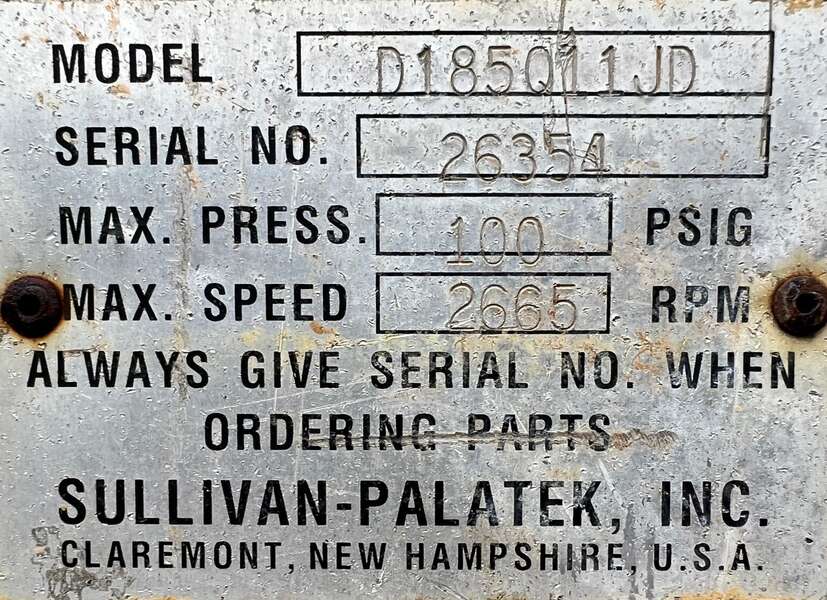 Used Sullivan D185Q Diesel Air Compressor