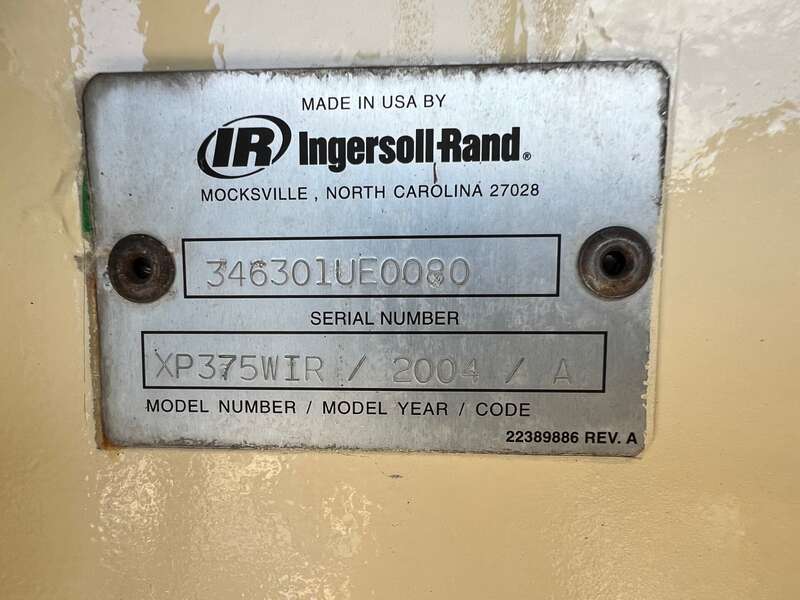 Used Ingersoll Rand XP375WIR Diesel Air Compressor