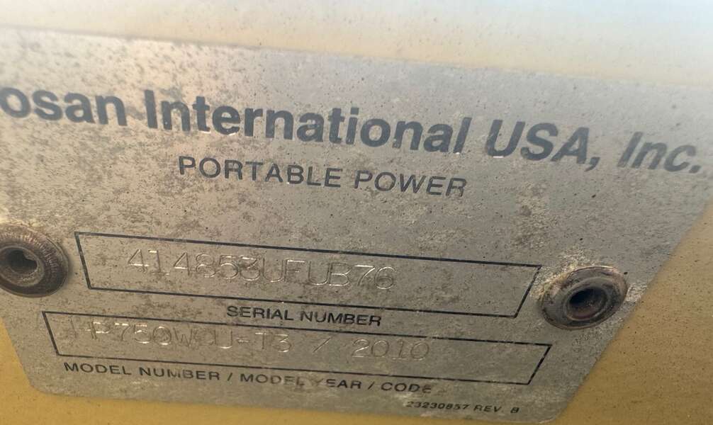 Used Doosan HP750WCU-T3 Diesel Air Compressor