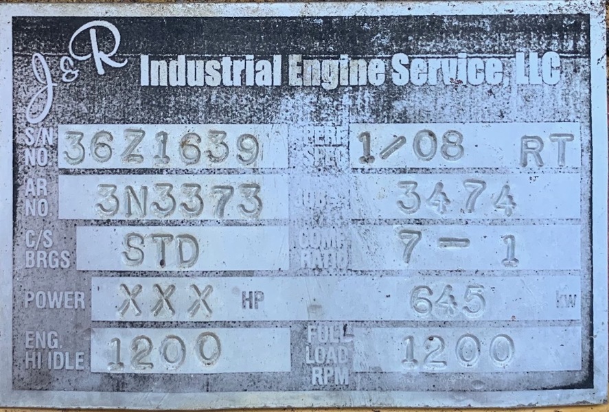 Used Caterpillar G399TA Gas Engine