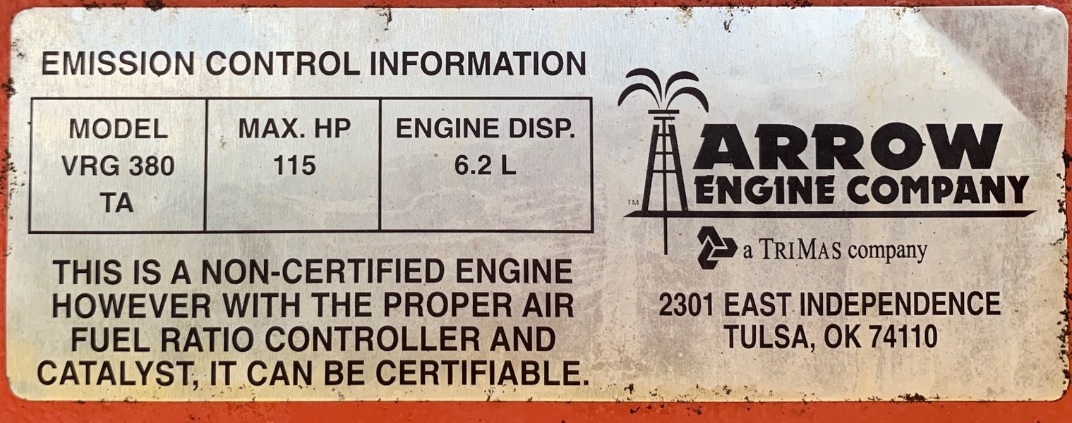 Used Arrow VRG380 TA Gas Engine