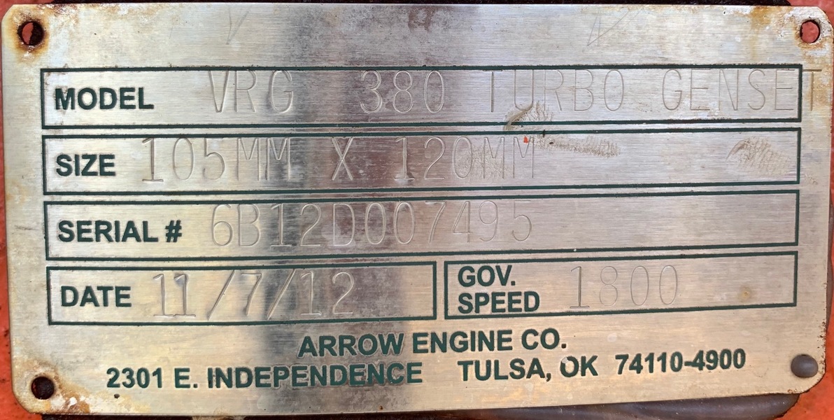 Used Arrow VRG380 TA Gas Engine