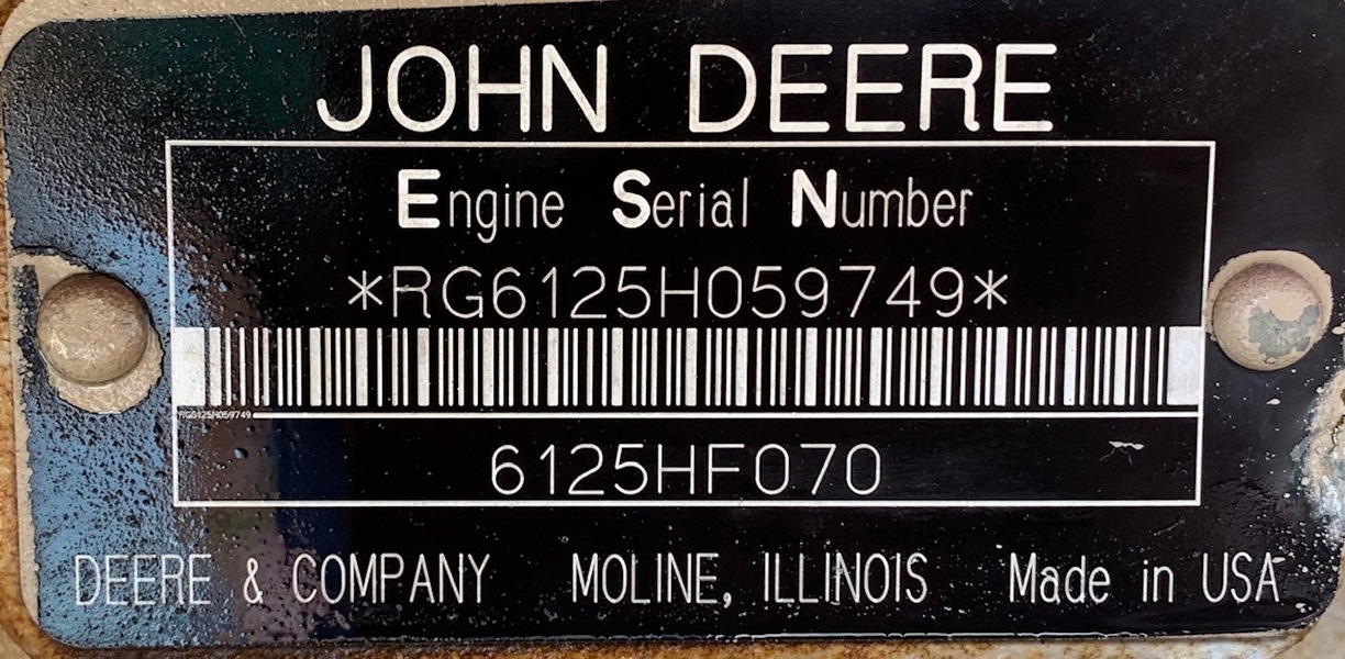 Low Hours John Deere 6125 Diesel Engine