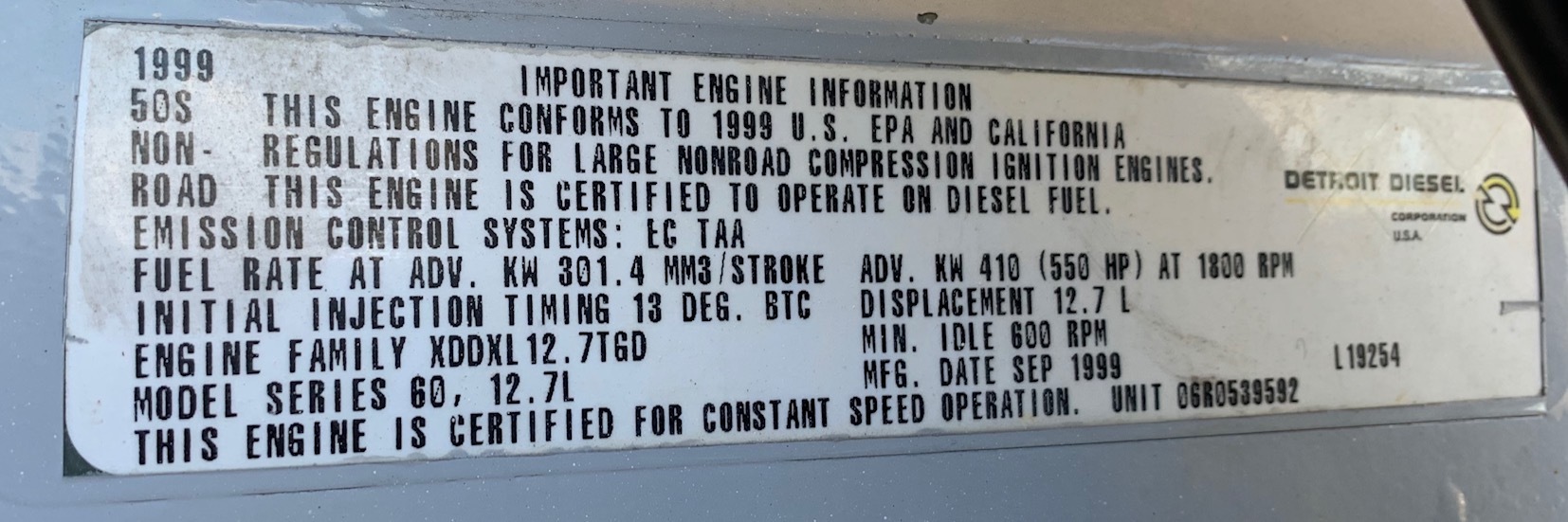Like New Detroit Diesel Series 60 12.7L Diesel Engine