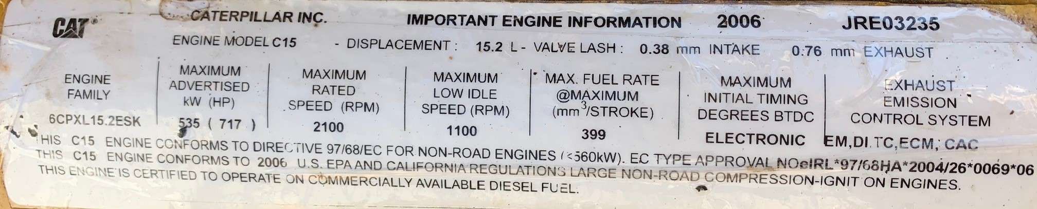 Used Caterpillar C15 Diesel Engine