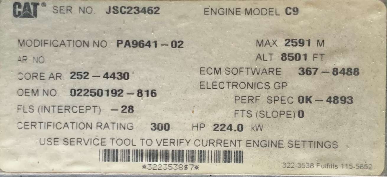 Used Caterpillar C9 Diesel Engine