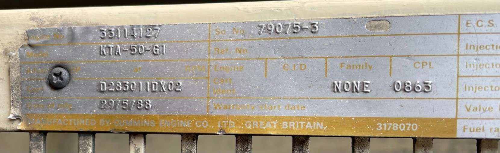 Used Cummins KTA50G1 Diesel Engine