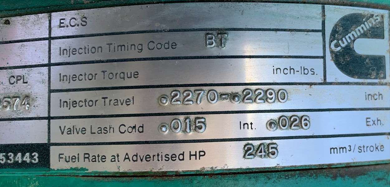 Low Hour Cummins NTA-855-G1 Diesel Engine