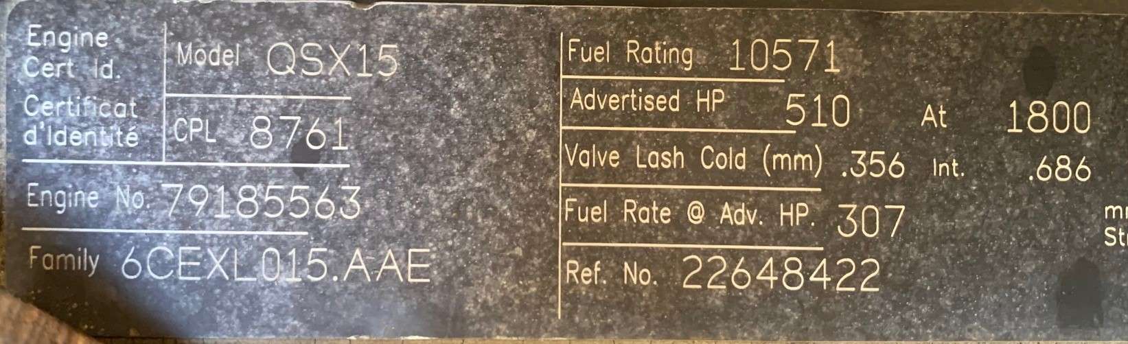 Used Cummins QSX15 Diesel Engine