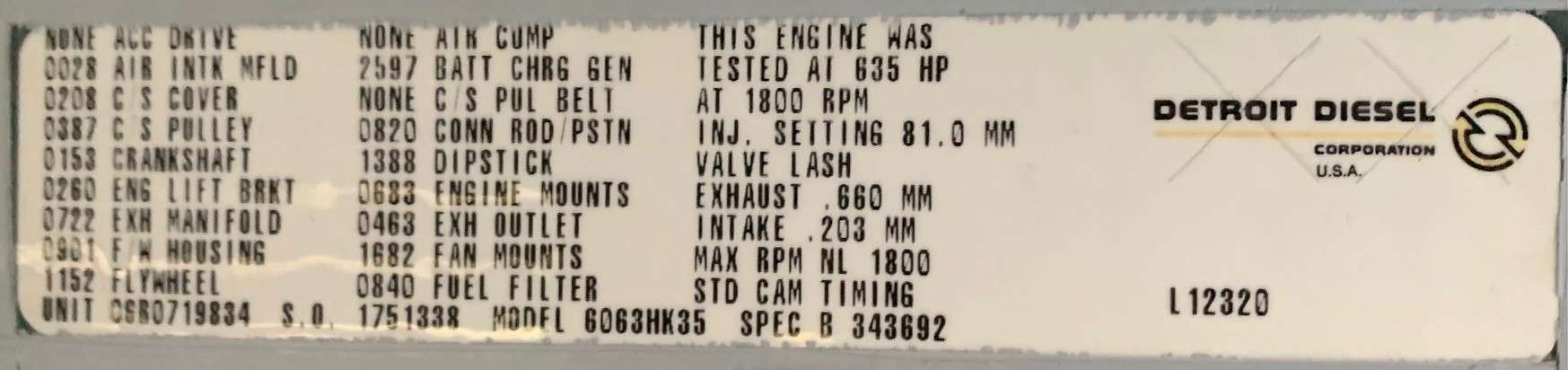 Used Detroit S60 14L Diesel Engine