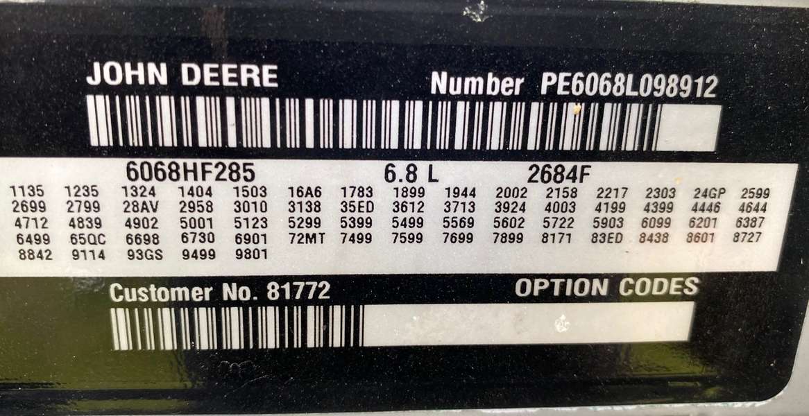 New Surplus John Deere 6068HF285 Diesel Engine