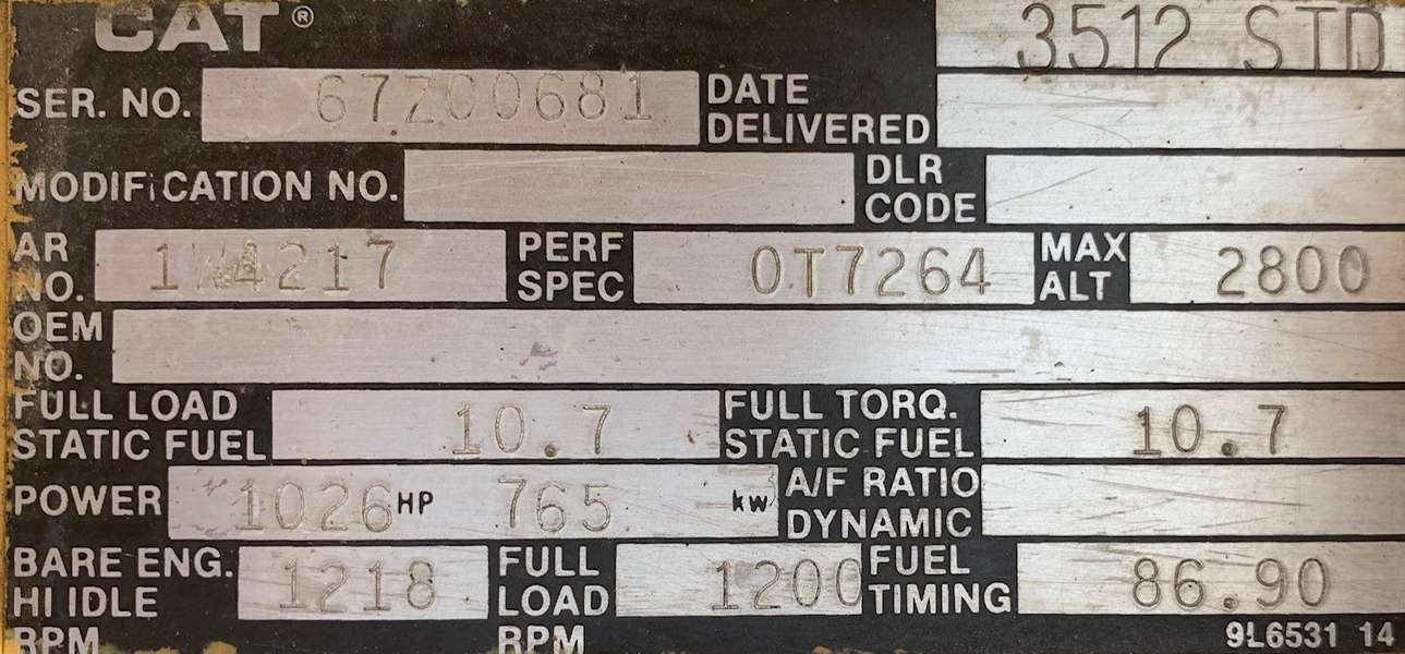 Used Caterpillar 3512 Diesel Engine
