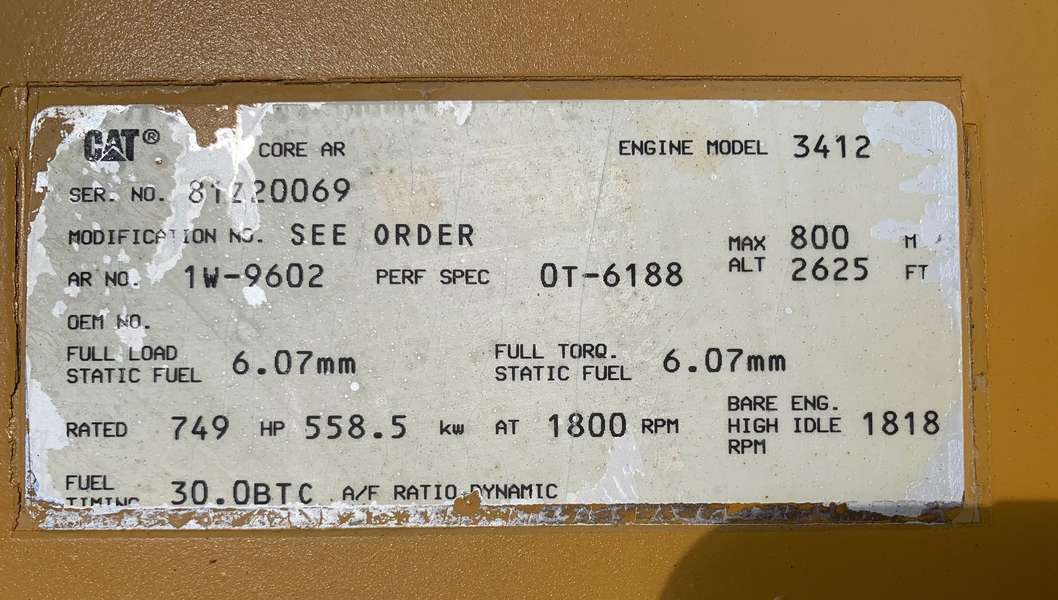 Used Caterpillar 3412 Diesel Engine