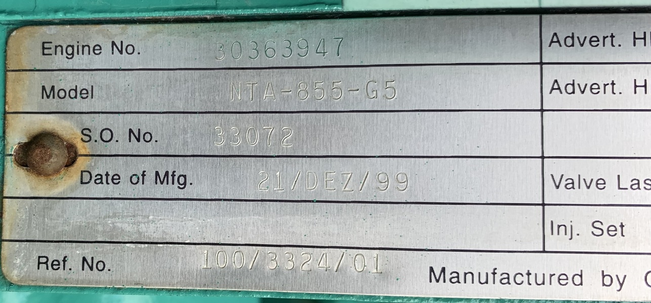 Low Hours Cummins NTA855G5 Diesel Engine